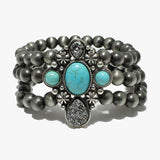88411, WESTERN CROSS DRUZY WITH NAVAJO BEAD STRETCH BRACELET