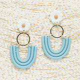 88421, FLOWER ACCENT WITH ARCH CLAY EARRING