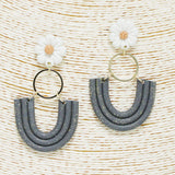 88421, FLOWER ACCENT WITH ARCH CLAY EARRING