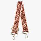 88464, BOHO CHEVRON PATTERN EMBROIDERED ADJUSTABLE BAG STRAP