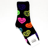 88486, "CRUSH" SMILE EMOJI HEART PATTERN SOCKS