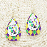 88519, "IT'S MARDI GRAS YALL" TEARDROP EARRING