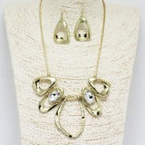 88535, METAL WITH OVAL RHINESTONE NECKLACE