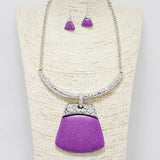 88557, GEOMETRIC SEMI PRECIOUS STONE STATEMENT NECKLACE