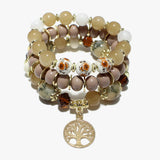 88565, TREE OF LIFE CHARM MULTI LAYERED BEAD STRETCH BRACELET