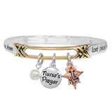 88599, "NURSE'S PRAYER" CHARM WORDS ENGRAVED STRETCH BRACELET