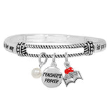 88600, "TEACHER'S PRAYER" CHARM WORDS ENGRAVED STRETCH BRACELET