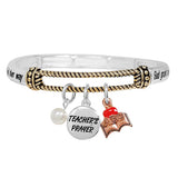 88600, "TEACHER'S PRAYER" CHARM WORDS ENGRAVED STRETCH BRACELET