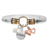 88601, "SISTER'S" CHARM WORDS ENGRAVED STRETCH BRACELET