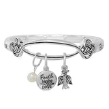 88604, "FAITH HOPE LOVE" CHARM WORDS ENGRAVED STRETCH BRACELET