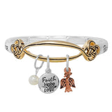 88604, "FAITH HOPE LOVE" CHARM WORDS ENGRAVED STRETCH BRACELET