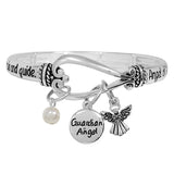 88605, "GUARDIAN ANGEL" CHARM WORDS ENGRAVED STRETCH BRACELET