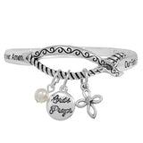 88607, "LORD'S PRAYER" CHARM WORDS ENGRAVED STRETCH BRACELET