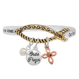 88607, "LORD'S PRAYER" CHARM WORDS ENGRAVED STRETCH BRACELET