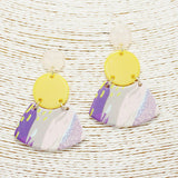 88629, BRUSHED PAINT PRINT GEOMETRIC ACRYLIC EARRING