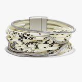 88687, ANIMAL PRINT FAUX LEATHER MAGNETIC CLOSE BRACELET