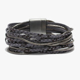 88687, ANIMAL PRINT FAUX LEATHER MAGNETIC CLOSE BRACELET