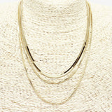 88689, HERRINGBONE CHAIN MULTI LAYERED NECKLACE