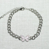 88695, PAVE BUTTERFLY STAINLESS STEEL BRACELET