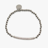 88749, PAVE BAR BEADED STRETCH STAINLESS STEEL BRACELET