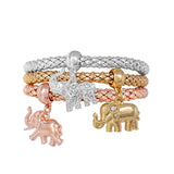 88752, ELEPHANT CHARM 3PC STRETCH BRACELET SET