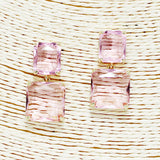 88804, SQUARE GLASS STONE EARRING