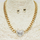 88814, PAVE HEART CHAIN NECKLACE