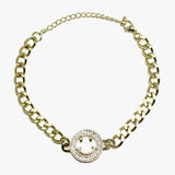 88919, PAVE SMILE HAPPY FACE STAINLESS STEEL BRACELET