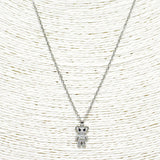 88929, DAINTY PAVE TEDDY BEAR STAINLESS STEEL PENDANT NECKLACE