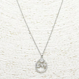88931, PAVE "LOVE" STAINLESS STEEL PENDANT NECKLACE