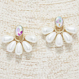 88944, OVAL ACCENT PEARL FAN POST EARRING