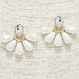 88944, OVAL ACCENT PEARL FAN POST EARRING