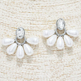 88944, OVAL ACCENT PEARL FAN POST EARRING