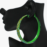 88956, GLITTER RHINESTONE ROUND HOOP EARRING