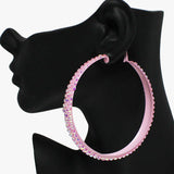 88956, GLITTER RHINESTONE ROUND HOOP EARRING