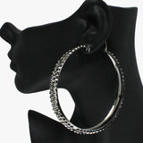 88956, GLITTER RHINESTONE ROUND HOOP EARRING