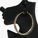 88956, GLITTER RHINESTONE ROUND HOOP EARRING