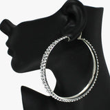 88956, GLITTER RHINESTONE ROUND HOOP EARRING