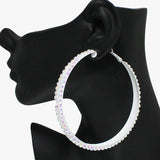 88956, GLITTER RHINESTONE ROUND HOOP EARRING