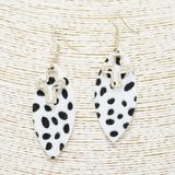 88978, CROSS ACCENT WITH ANIMAL PRINT FAUX LEATHER EARRING