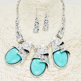 89001, TRIPLE OVAL SHAPE NATURAL STONE NECKLACE