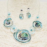 89003, SWIRL ABALONE WITH METAL NECKLACE