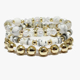 89031, MIXED HEISHI BEADED MULTI LAYERED STRETCH BRACELET