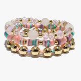 89031, MIXED HEISHI BEADED MULTI LAYERED STRETCH BRACELET