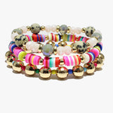 89031, MIXED HEISHI BEADED MULTI LAYERED STRETCH BRACELET
