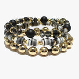 89031, MIXED HEISHI BEADED MULTI LAYERED STRETCH BRACELET