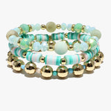 89031, MIXED HEISHI BEADED MULTI LAYERED STRETCH BRACELET