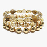 89031, MIXED HEISHI BEADED MULTI LAYERED STRETCH BRACELET