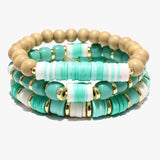 89032, MIXED HEISHI BEADED MULTI LAYERED STRETCH BRACELET