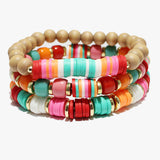 89032, MIXED HEISHI BEADED MULTI LAYERED STRETCH BRACELET